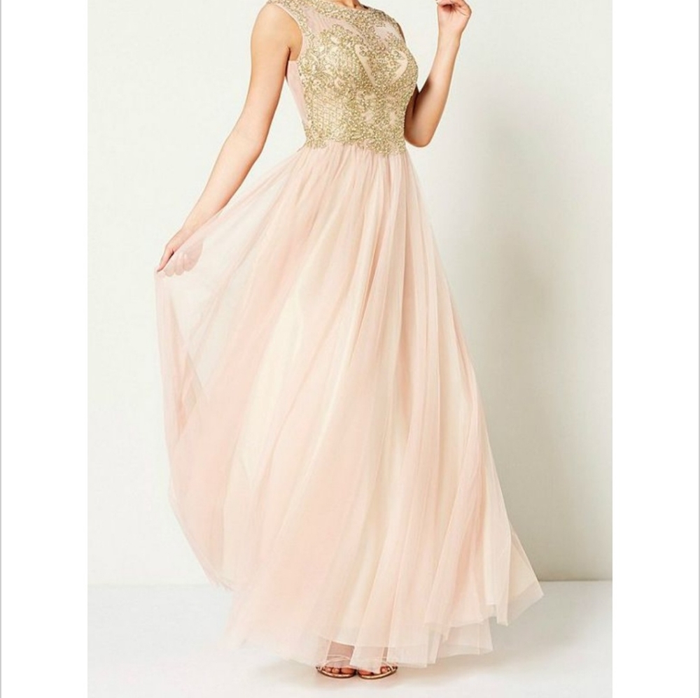 Pink Gold Prom Dress